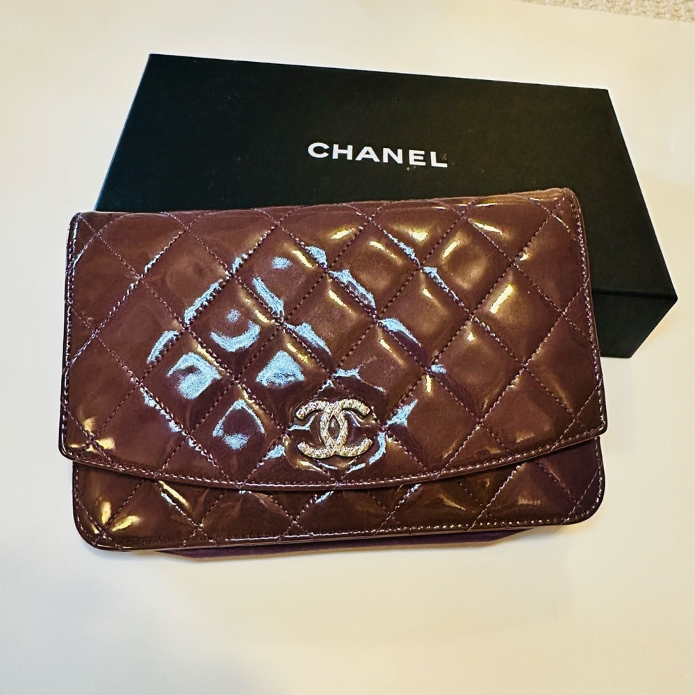 Chanel Quilted Burgundy Wallet On Chain